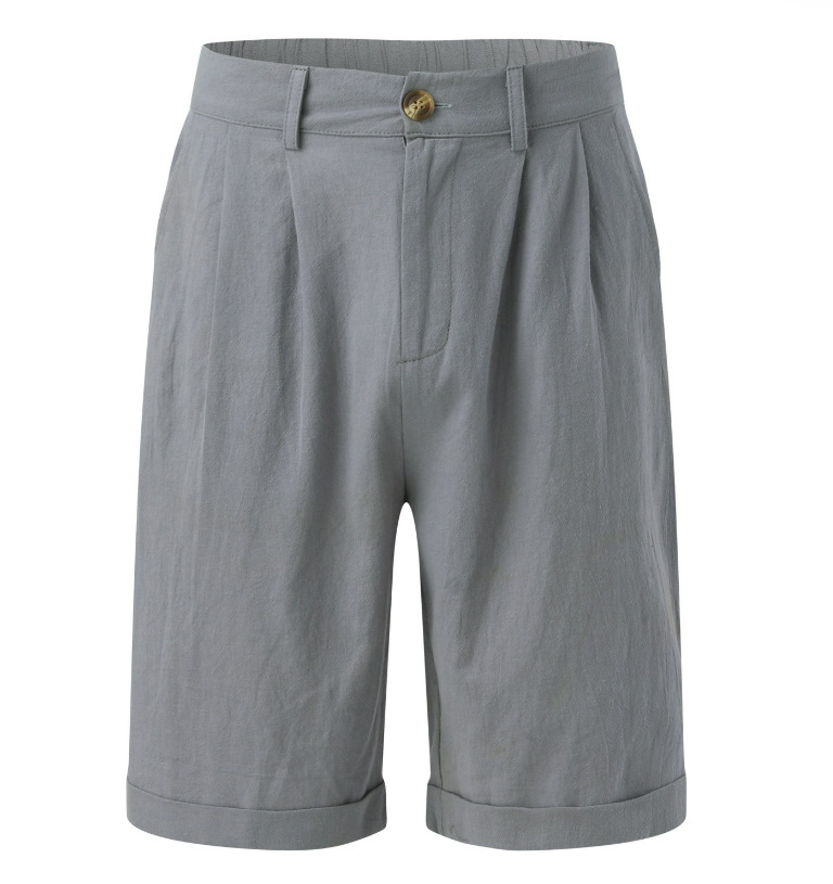 Men's White Shorts | High Waist Pleated-6