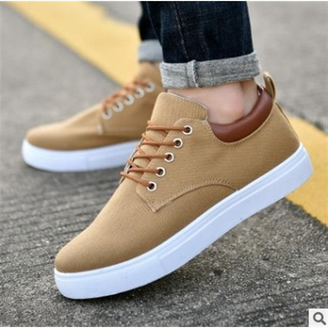 Men's Casual Lace-Up Sneakers | White-3