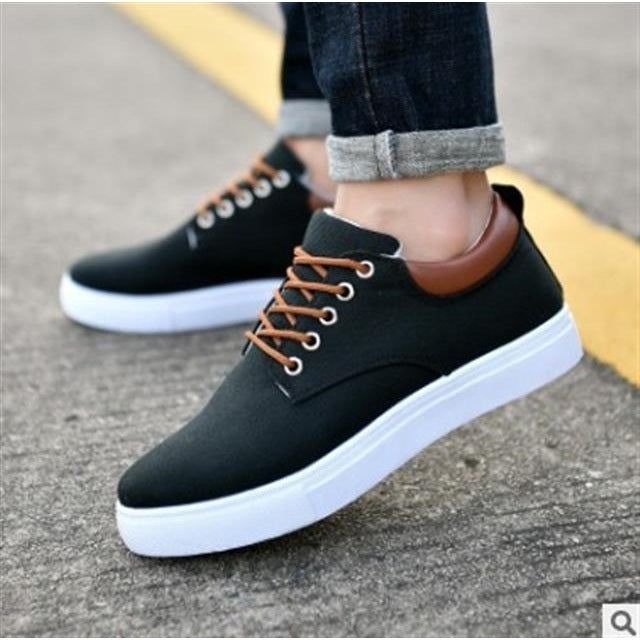 Men's Casual Lace-Up Sneakers | White-5