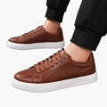 Men's Brown Lace-Up Sneakers | White Sole-1