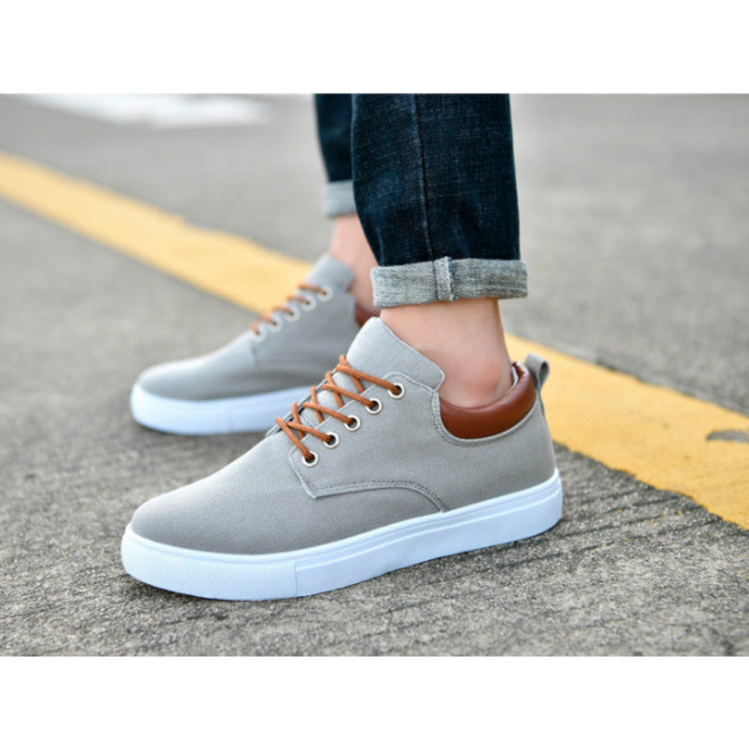 Men's Casual Lace-Up Sneakers | White-6
