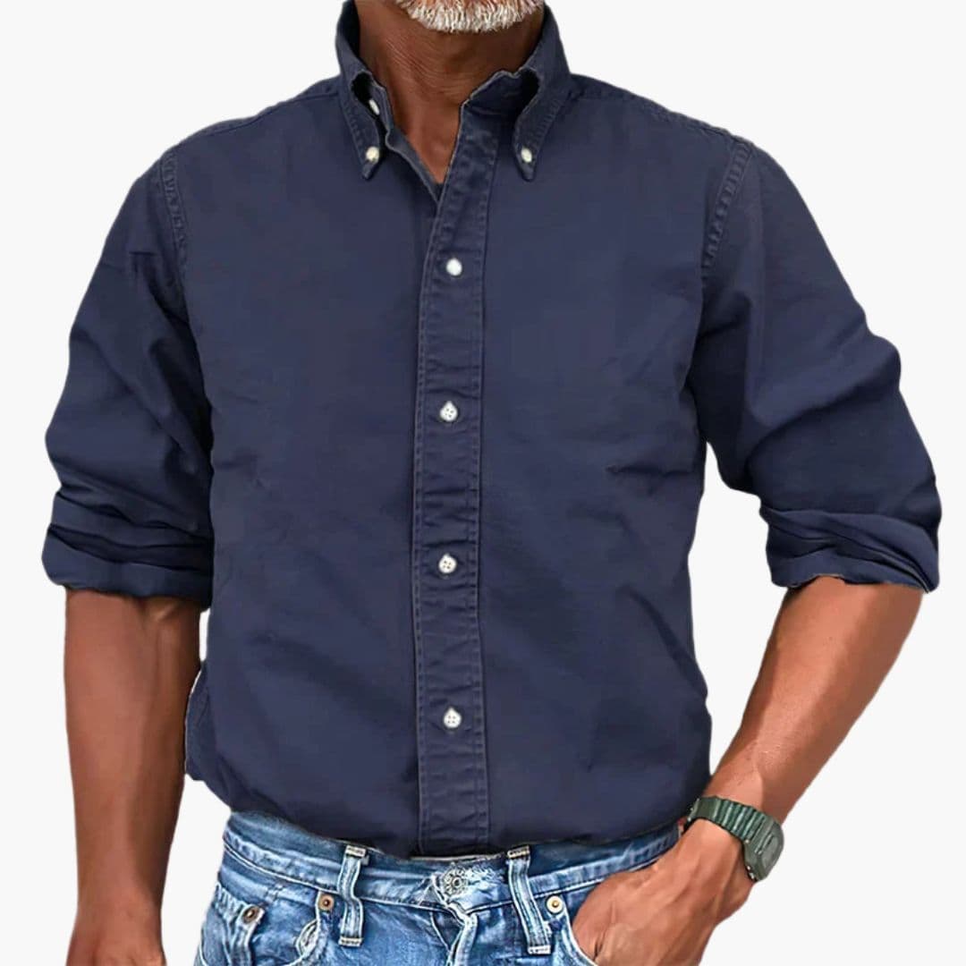 Men's Casual Button-Down Shirt | Washed Long Sleeve-9