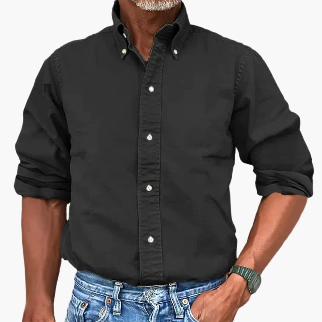 Men's Casual Button-Down Shirt | Washed Long Sleeve-11