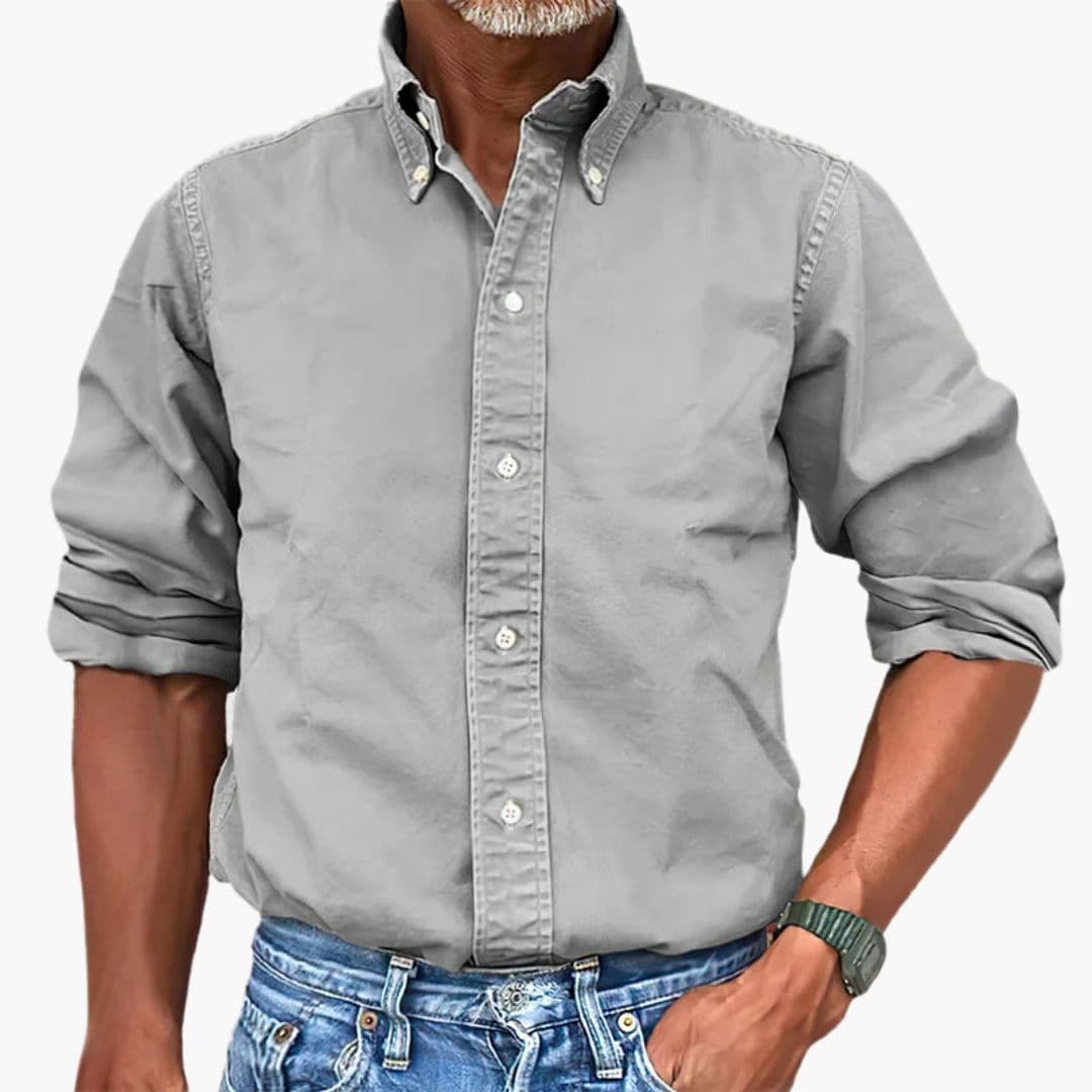Men's Casual Button-Down Shirt | Washed Long Sleeve-7