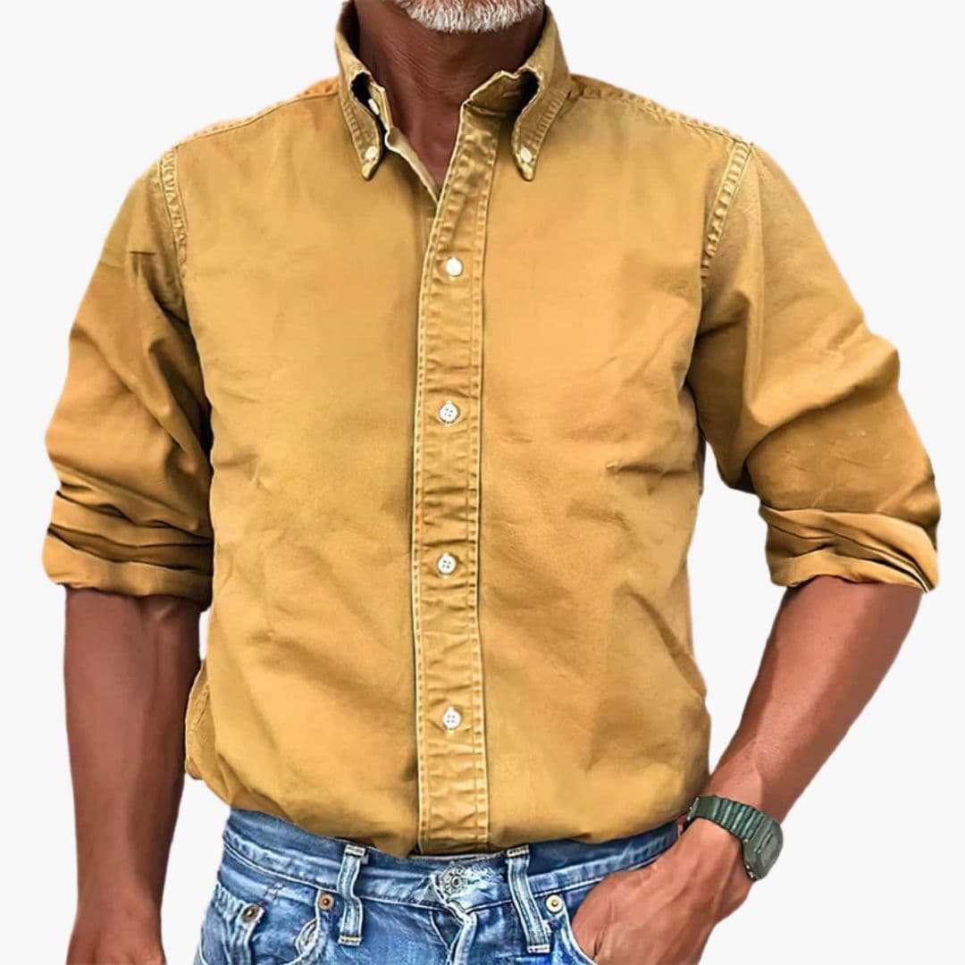 Men's Casual Button-Down Shirt | Washed Long Sleeve-5