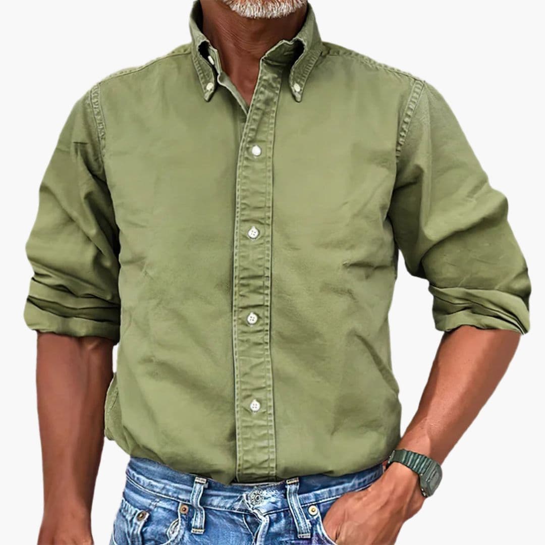 Men's Casual Button-Down Shirt | Washed Long Sleeve-8