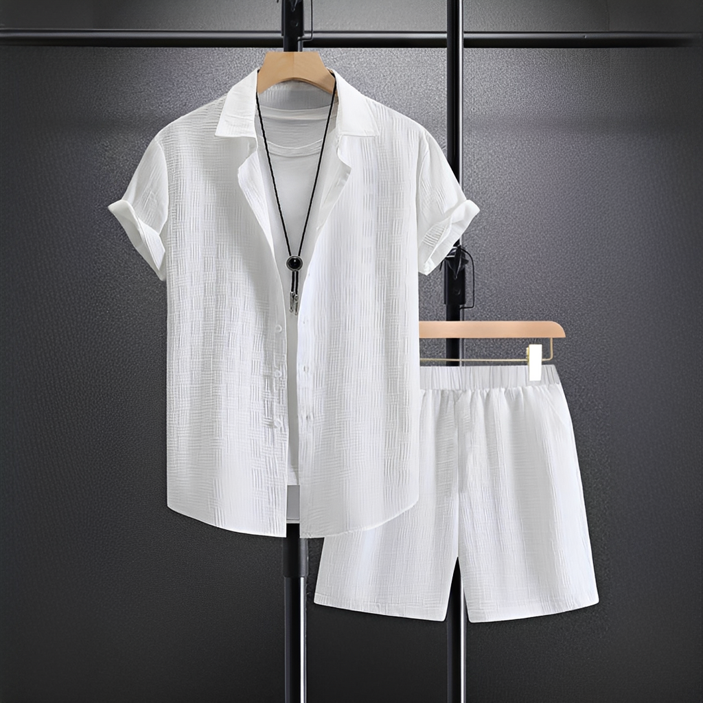 Men's Summer Casual Shirt Shorts Set | Two-Piece-3