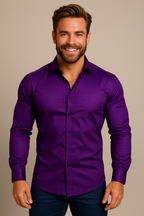 Men's fitted long sleeve workwear shirt