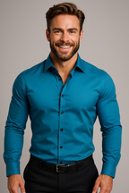 Men's fitted long sleeve workwear shirt