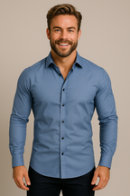 Men's fitted long sleeve workwear shirt