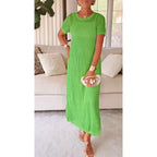 Women's Open Knit Maxi Dress | Short Sleeve Coverup-7