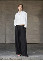 Women's cropped oversized long sleeve shirt