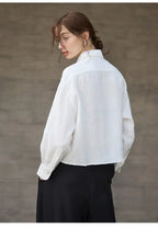 Women's cropped oversized long sleeve shirt