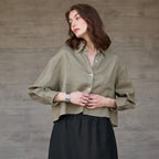 Women's cropped oversized long sleeve shirt