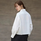 Women's cropped oversized long sleeve shirt