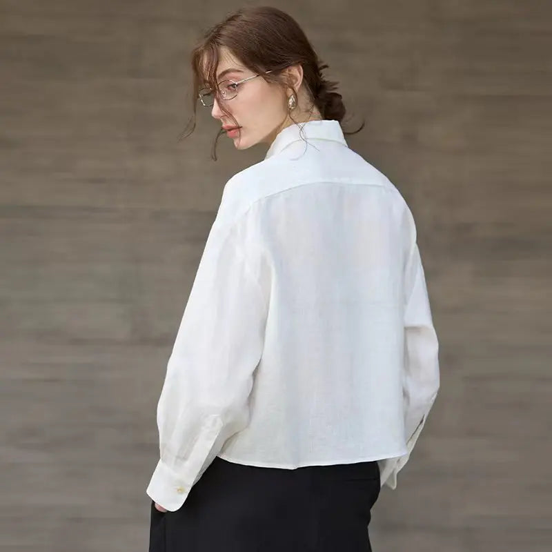 Women's cropped oversized long sleeve shirt