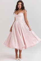 Women's bustier midi wedding guest dress