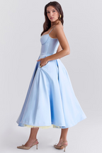 Women's bustier midi wedding guest dress