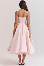 Women's bustier midi wedding guest dress