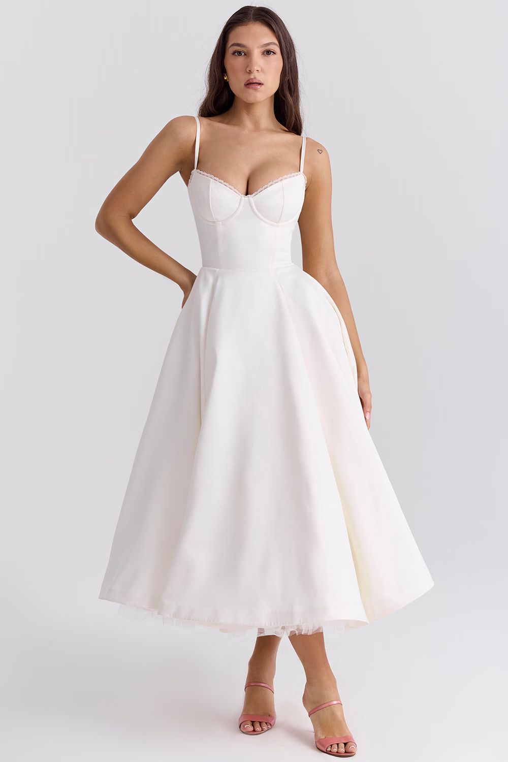 Women's bustier midi wedding guest dress