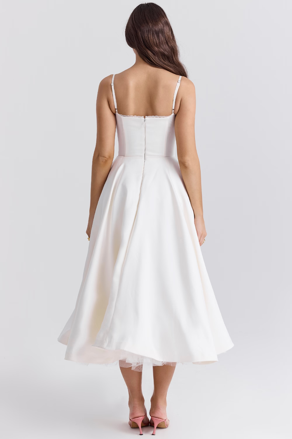 Women's bustier midi wedding guest dress