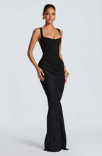 Women's corset-top ruched maxi evening dress