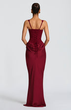 Women's corset-top ruched maxi evening dress