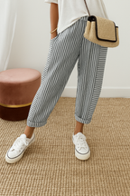 Women's cropped striped summer trousers