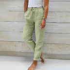 Women's drawstring straight leg summer trousers