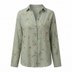 Women's floral print button-front vacation blouse
