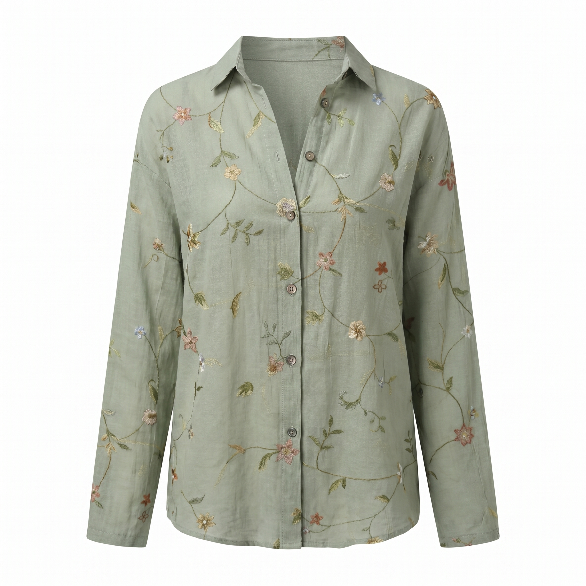Women's floral print button-front vacation blouse