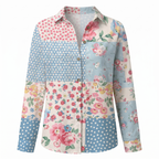 Women's floral print button-front vacation blouse