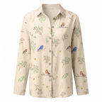 Women's floral print button-front vacation blouse