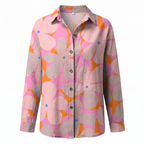 Women's floral print button-front vacation blouse