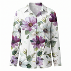 Women's floral print button-front vacation blouse