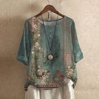 Women's floral print button-front weekend blouse