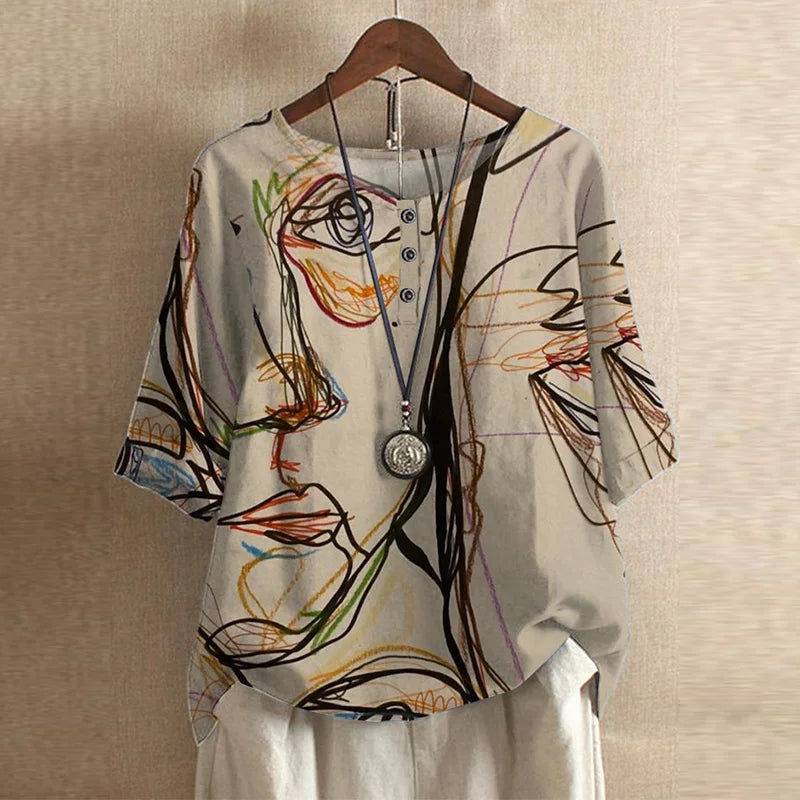 Women's floral print button-front weekend blouse