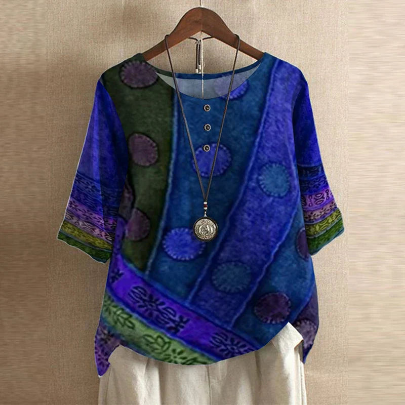 Women's floral print button-front weekend blouse