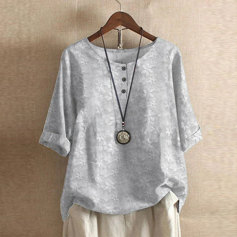 Women's floral print button-front weekend blouse