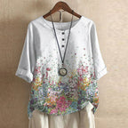 Women's floral print button-front weekend blouse