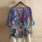 Women's floral print button-front weekend blouse