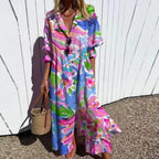 Women's floral print v-neck maxi dress