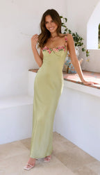 Women's floral strap maxi wedding guest dress
