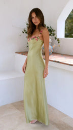 Women's floral strap maxi wedding guest dress