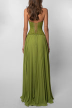 Women's halter corset pleated wedding guest dress