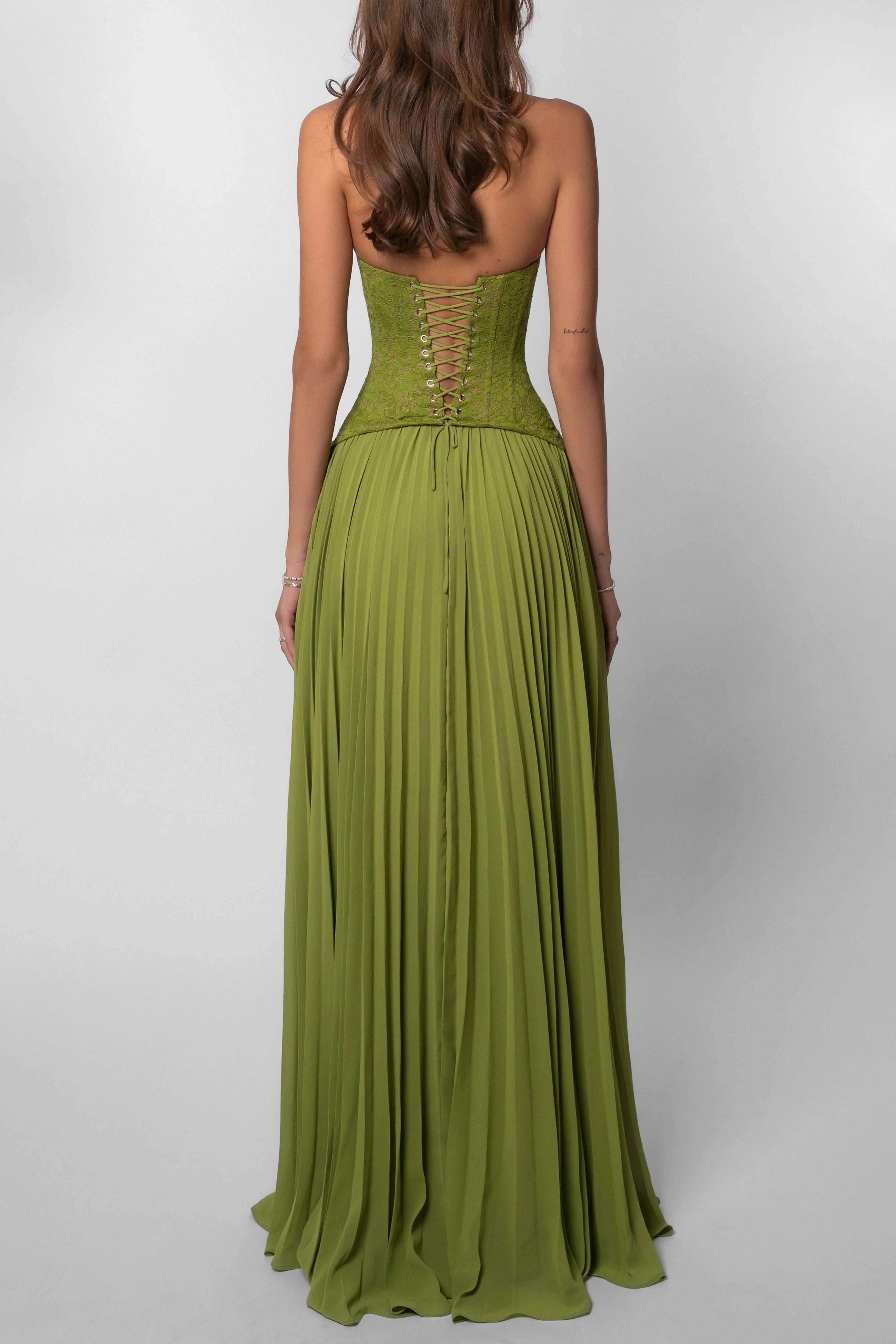 Women's halter corset pleated wedding guest dress