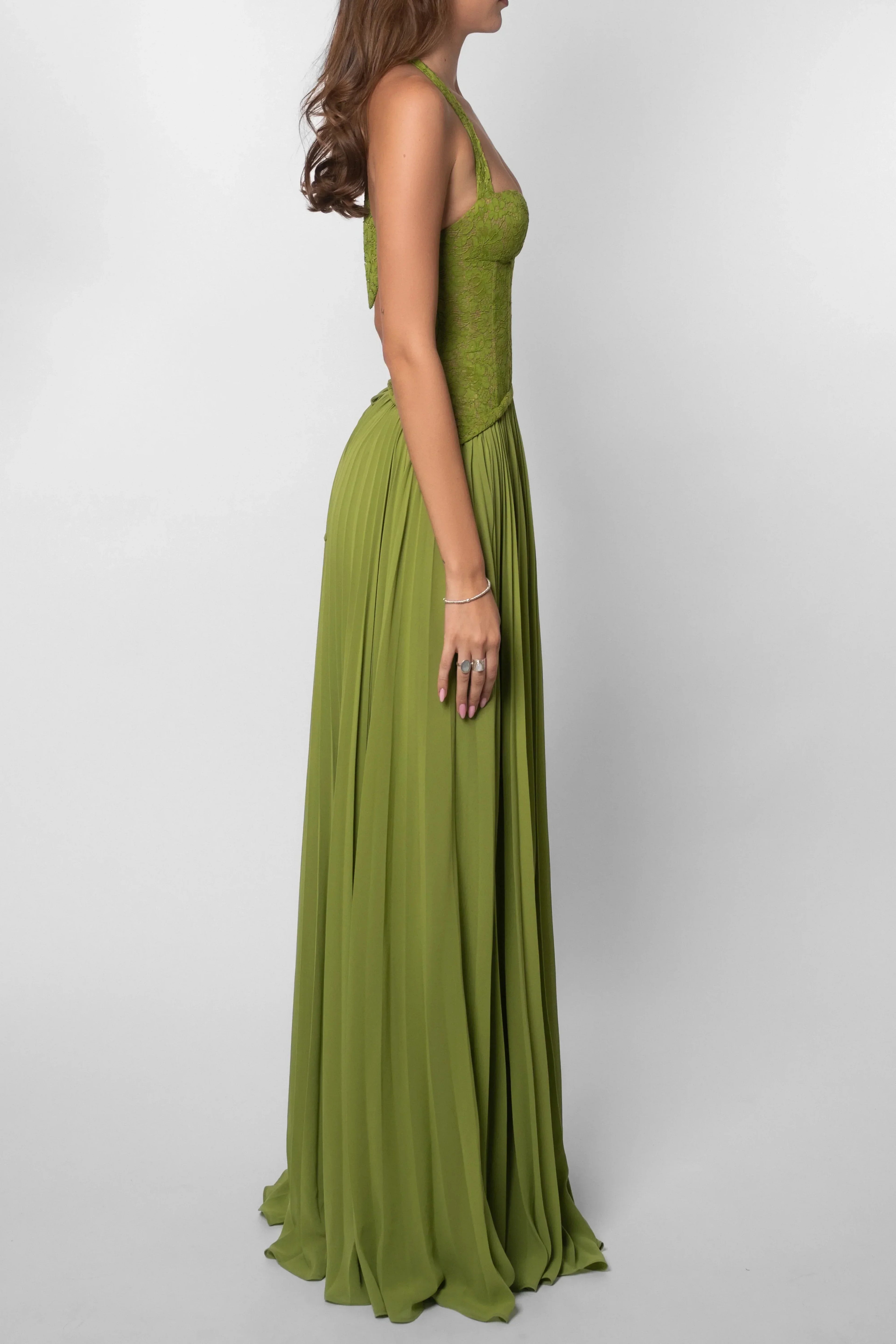 Women's halter corset pleated wedding guest dress