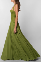 Women's halter corset pleated wedding guest dress