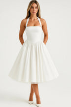 Women's halter neck midi A-line cocktail dress