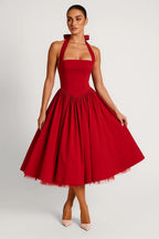 Women's halter neck midi A-line cocktail dress